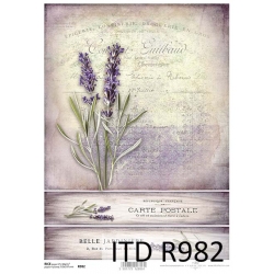 Papier ryżowy ITD A4 R0982, lawenda, lawendy, lawendowe